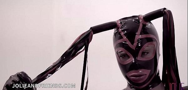  Trans mistress in latex exclusive scene with dominated slave fucked hard